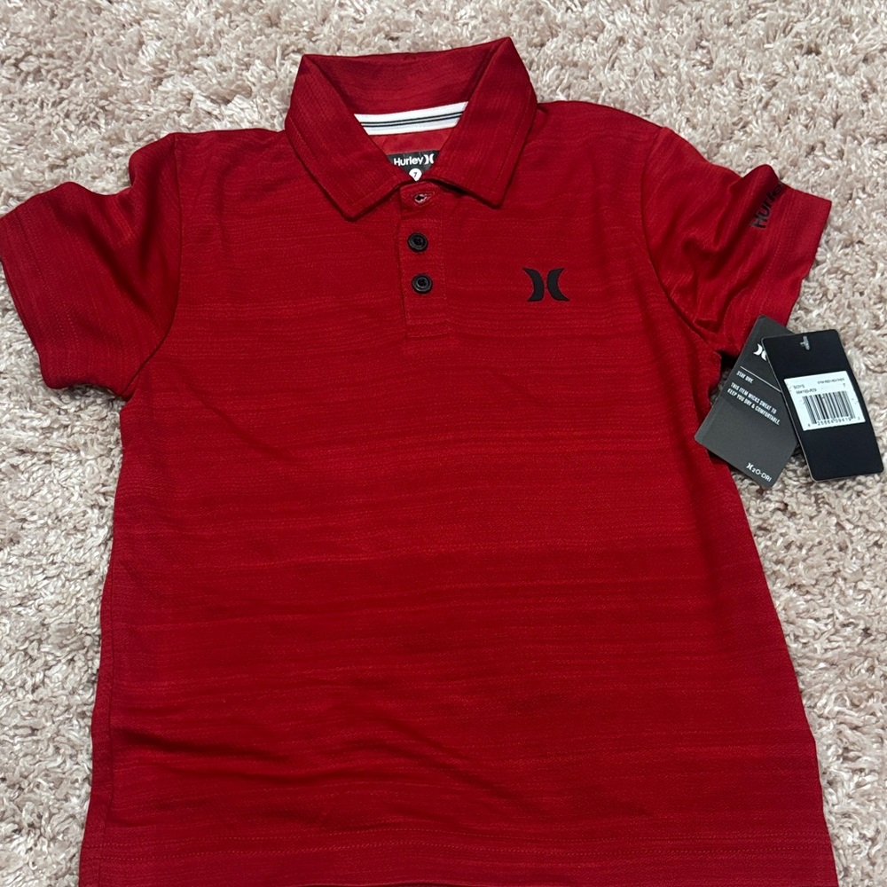 Hurley Red Short-Sleeve Polo with Subtle Logo